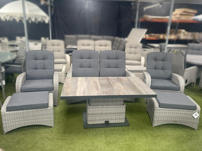 Rattan height adjustable shop table